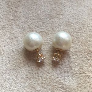 🆕 faux pearl and cz with gold tone earrings
